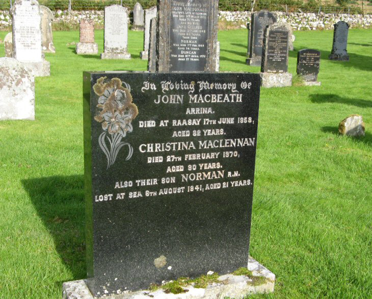 Photo of headstones/Christina MacLennan died 1970 MI Applecross